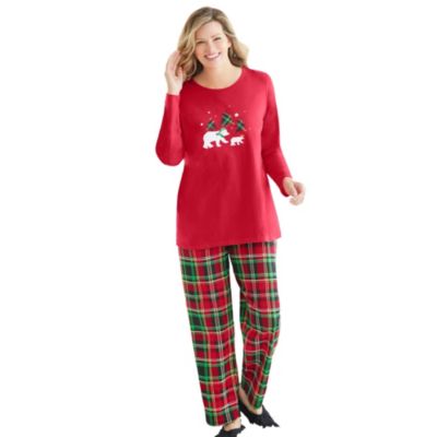 Dreams & Co. Women's Dreams and Co. Long Sleeve Knit PJ Set