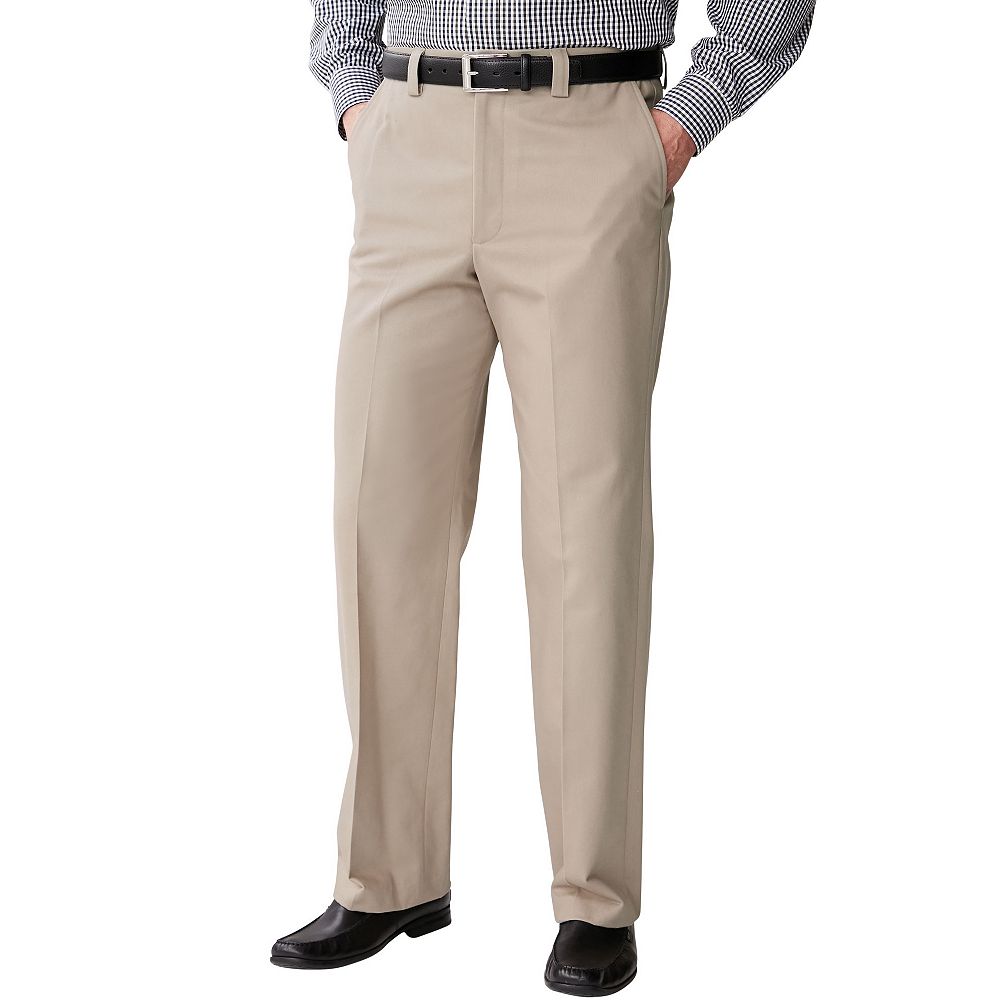 KingSize Men's Relaxed Fit Wrinkle-Free Full Elastic Plain Front Pants
