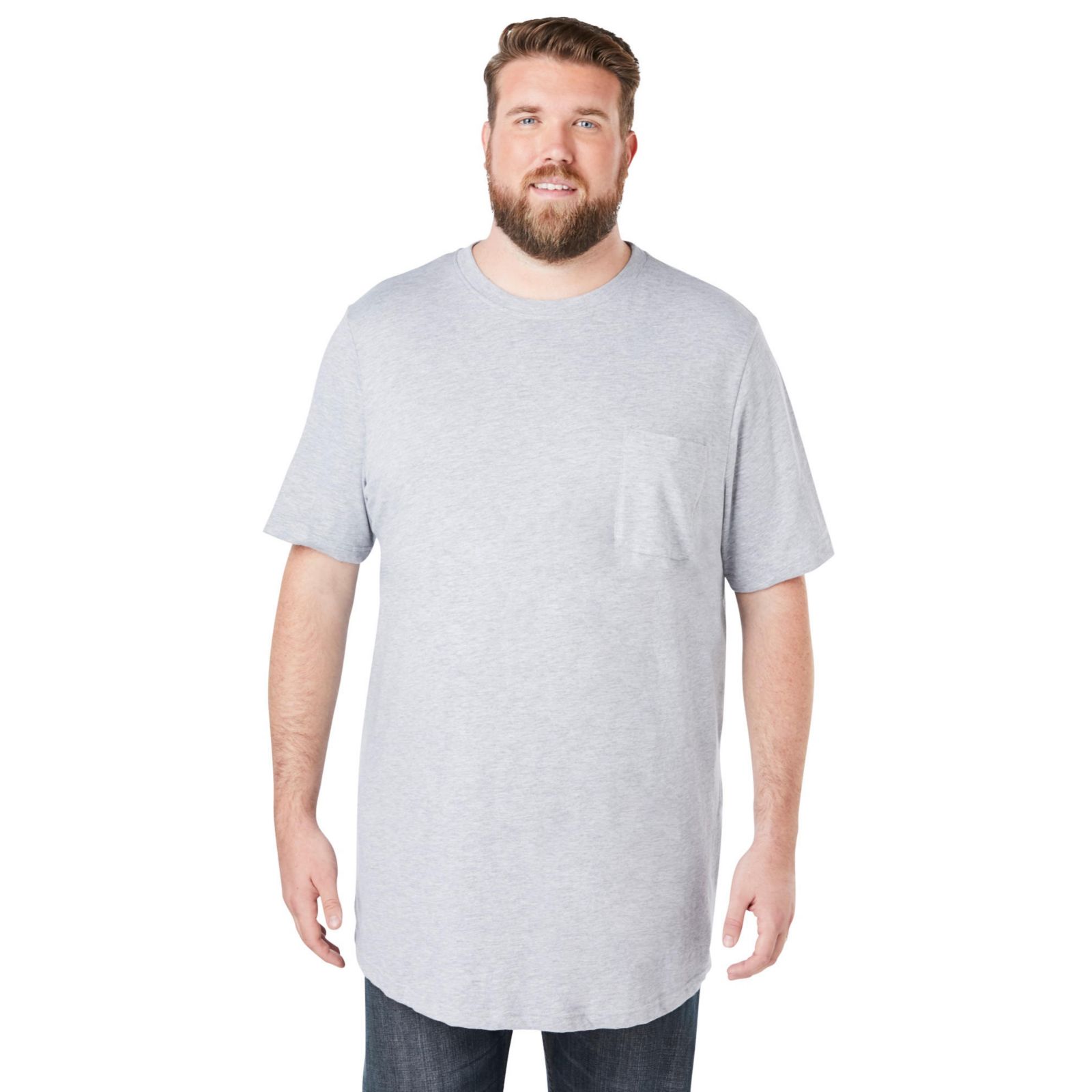 KingSize Men's Shrink Less Lightweight Longer Length Crewneck Pocket T-Shirt