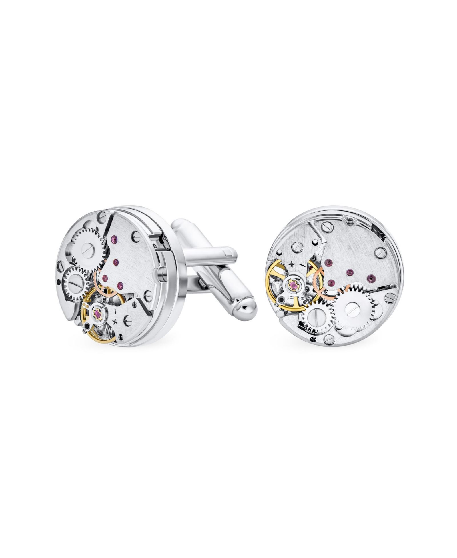 Bling Jewelry Mechanic Steampunk Moving Gears Wheel Cufflinks Silver Gold Stainless Steel