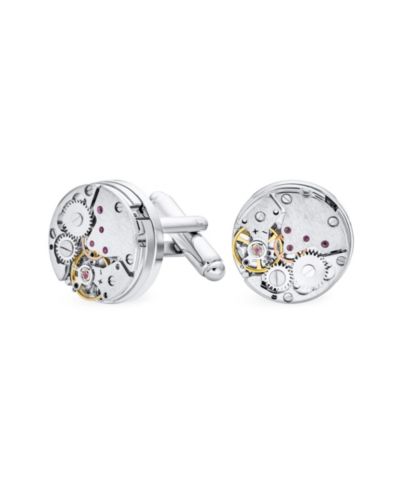 Мужские запонки Bling Jewelry Mechanic Steampunk Moving Gears Wheel Silver Gold Tone Stainless Steel