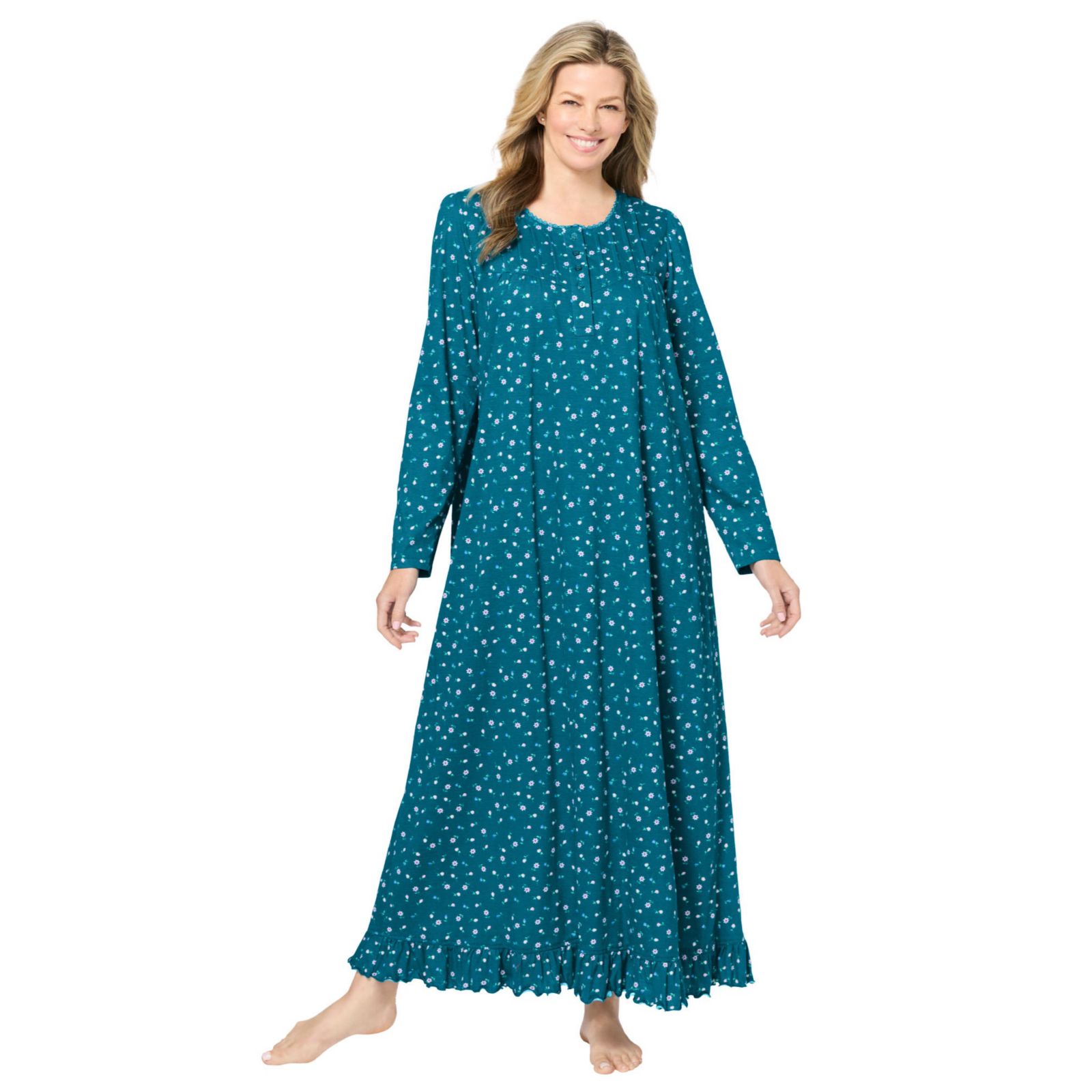 Dreams & Co. Plus Size Dreams and Co. Long-Sleeve Gown