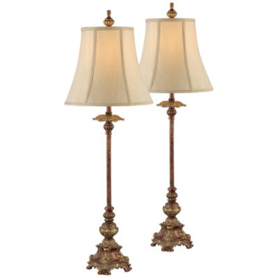 Regency Hill Juliette 36 1/2" Tall Skinny Large Buffet End Table Lamps Set of 2 Brown Light Bronze Finish Living Room Bedroom