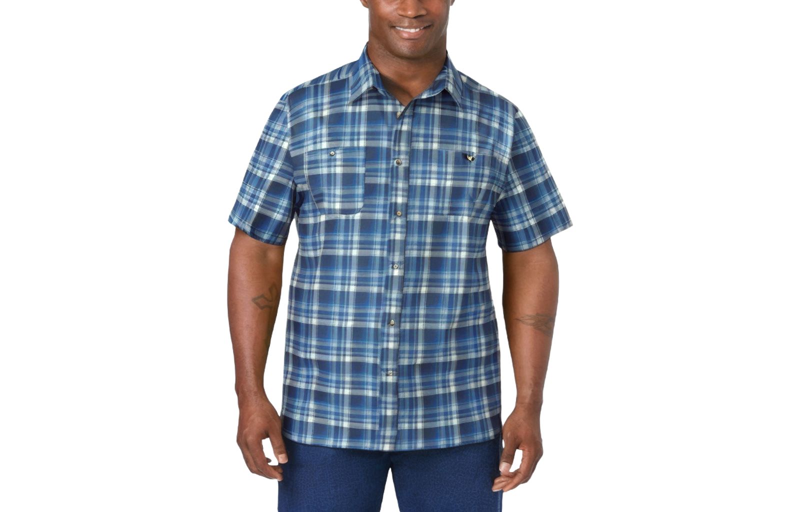 KingSize Men's Plaid Wrinkle-Resistant Short Sleeve Button Down