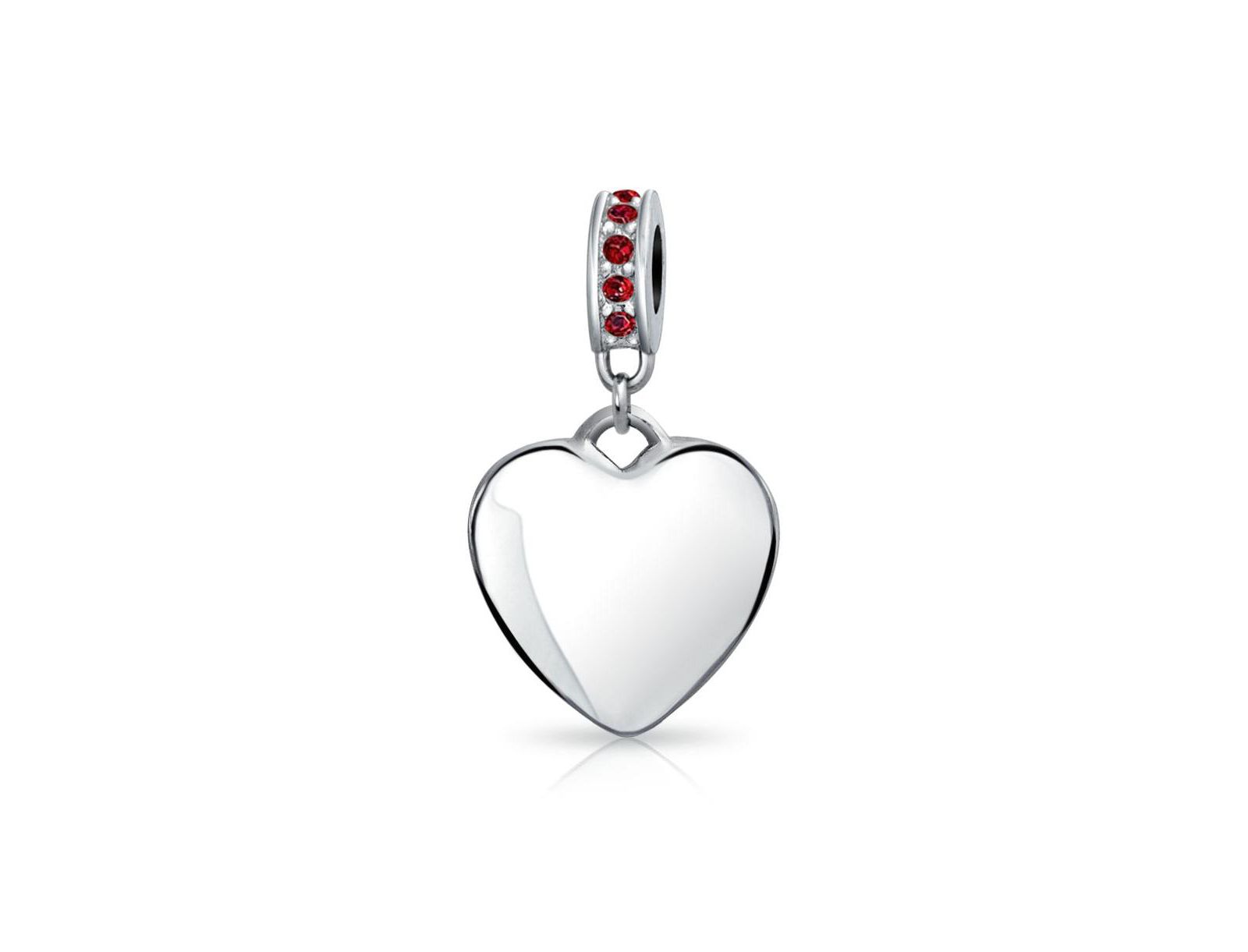 Bling Jewelry Подвеска-шарм Heart Shape Dangle из стерлингового серебра с кристаллами