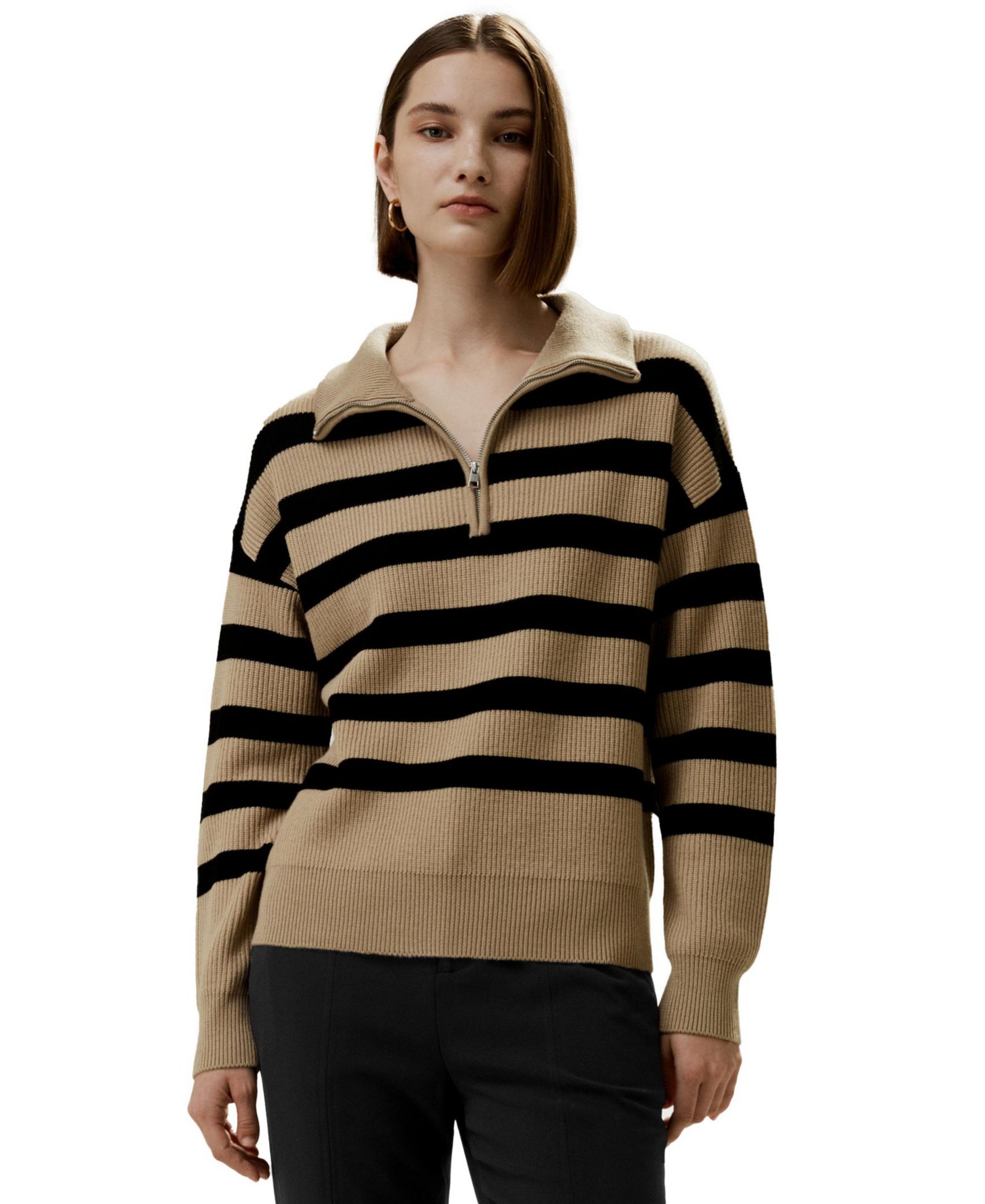 Свитер женский LILYSILK Collared Quarter-Zip Wool