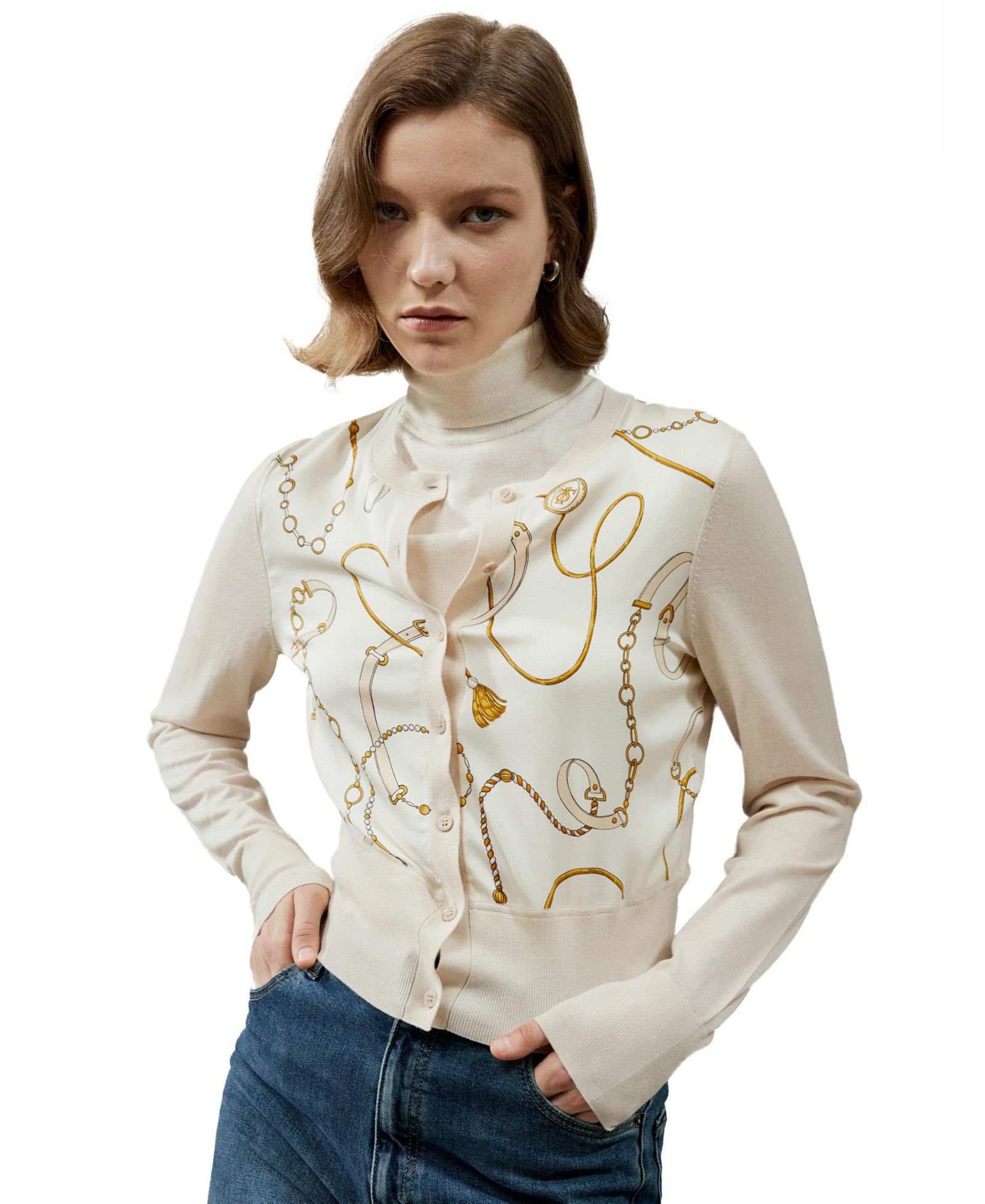 LILYSILK Женский кардиган из шерсти мериноса с шелковой отделкой Louisville Silk