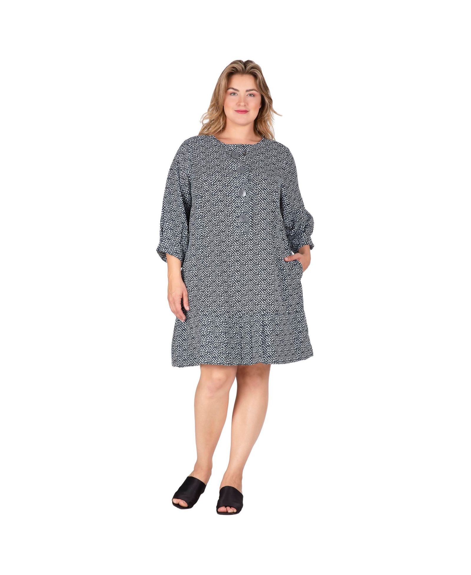Женское платье миди Standards & Practices Plus Size с плиссированной юбкой и рукавом 3/4