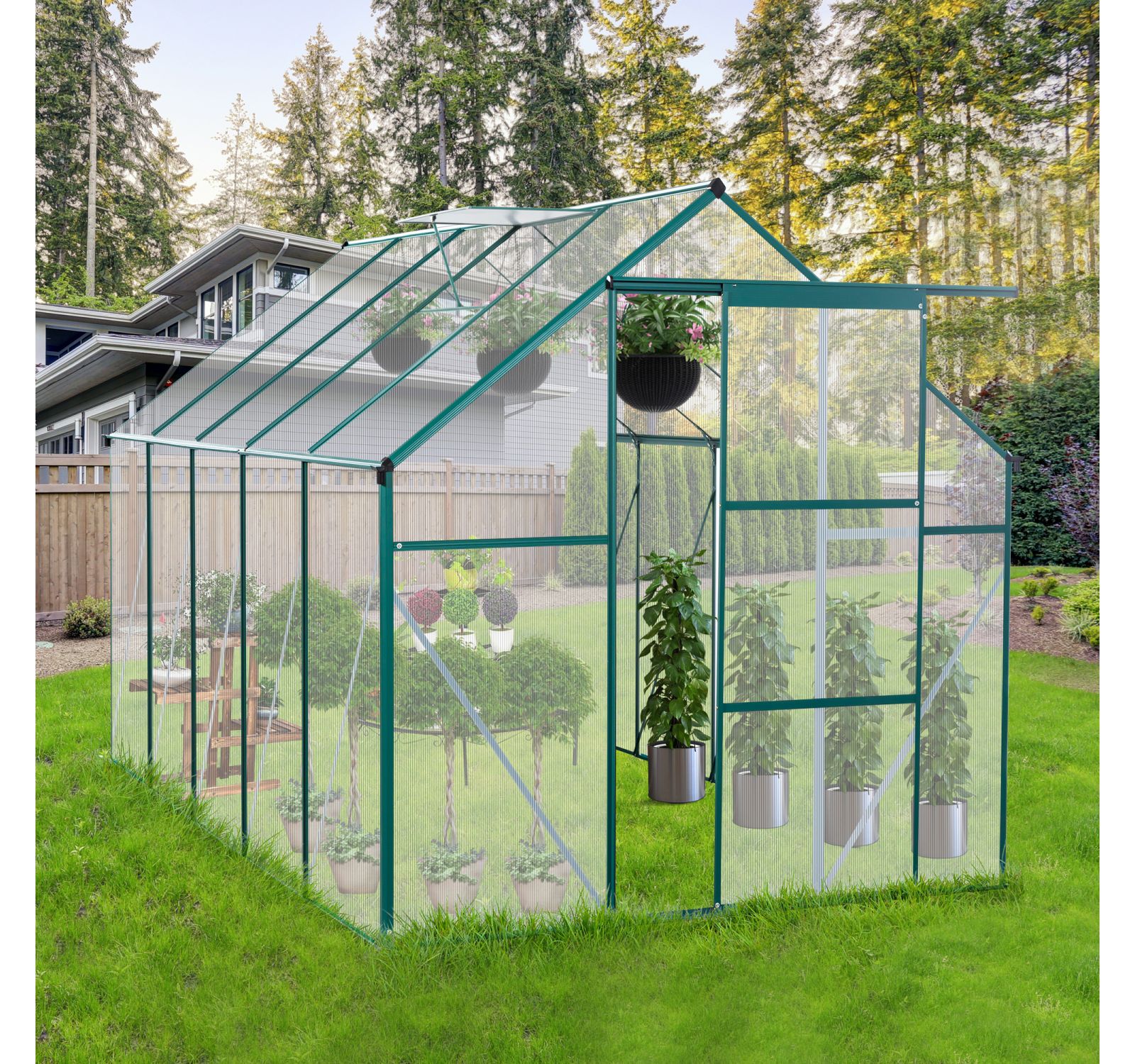 Streamdale Furniture Polycarbonate Greenhouse with Raised Base and Anchor