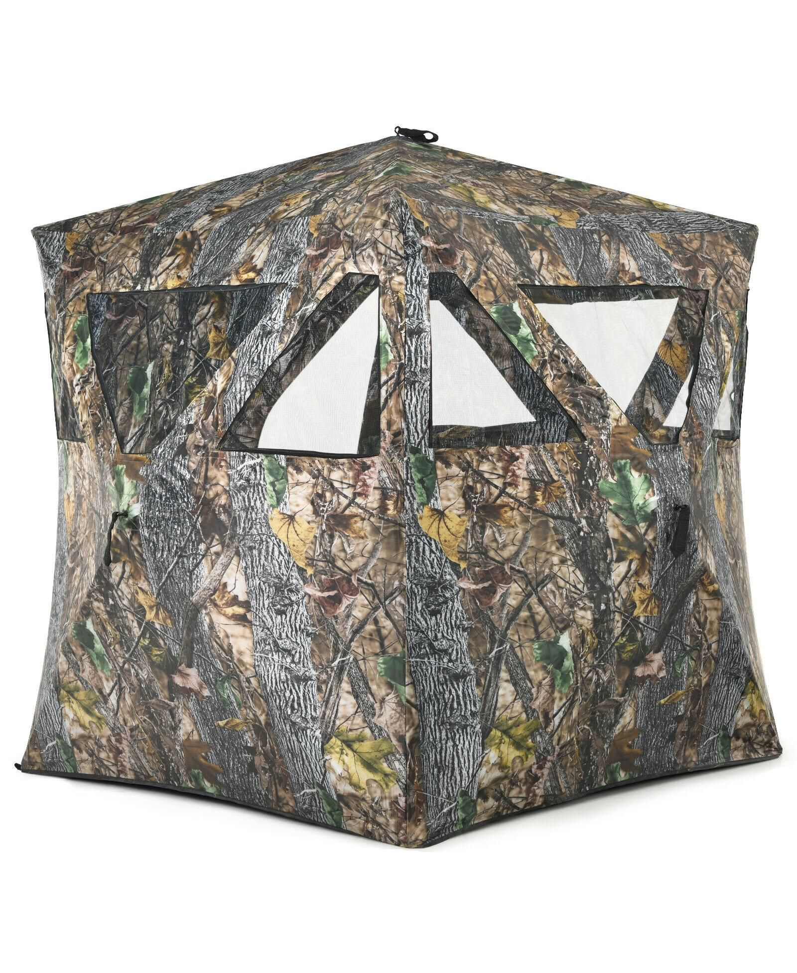 3-Person Pop-Up Hunting Blind with Ground Setup and Tie-Downs for Stability