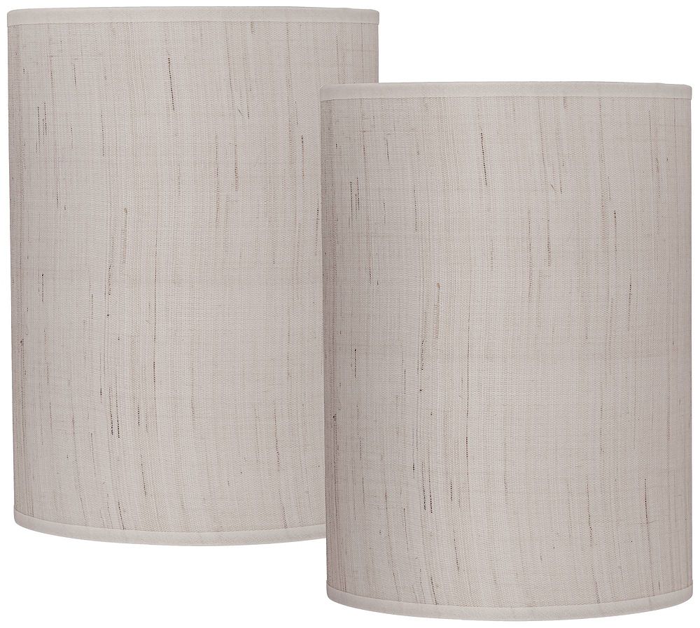 Springcrest Set of 2 Cylinder Lamp Shades Ivory White Small 8" Top x 8" Bottom x 11" High Spider Replacement Harp and Finial Fitting