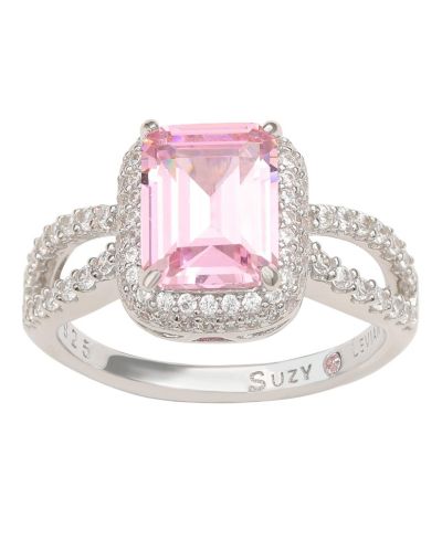 Suzy Levian New York Pink Cubic Zirconia Solitaire Ring