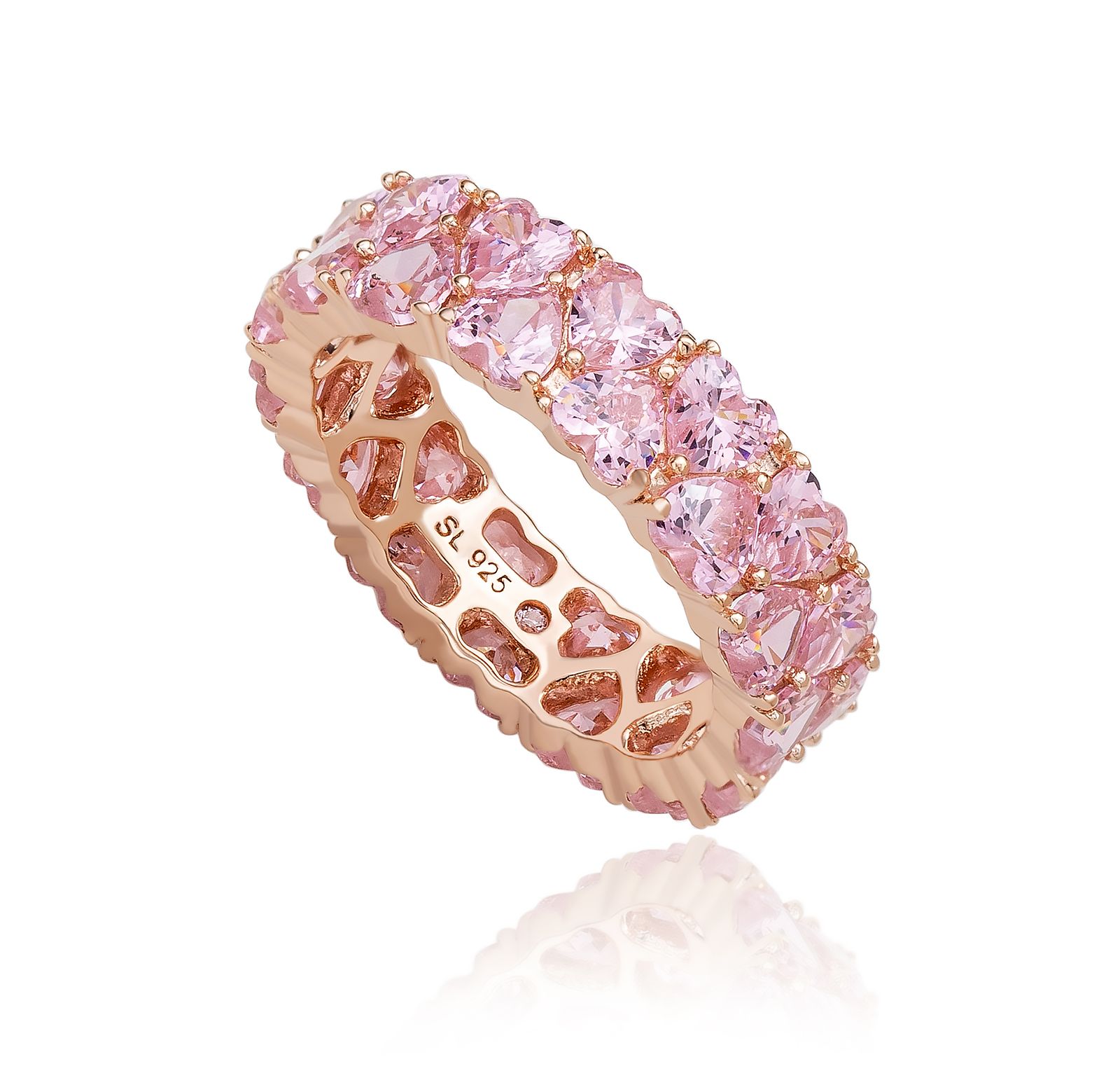 Suzy Levian Кольцо Eternity Band Sterling Silver Cubic Zirconia Heart Cluster White