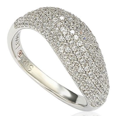 SUZY LEVIAN NEW YORK Sterling Silver Cubic Zirconia Pave Curved Puff Ring
