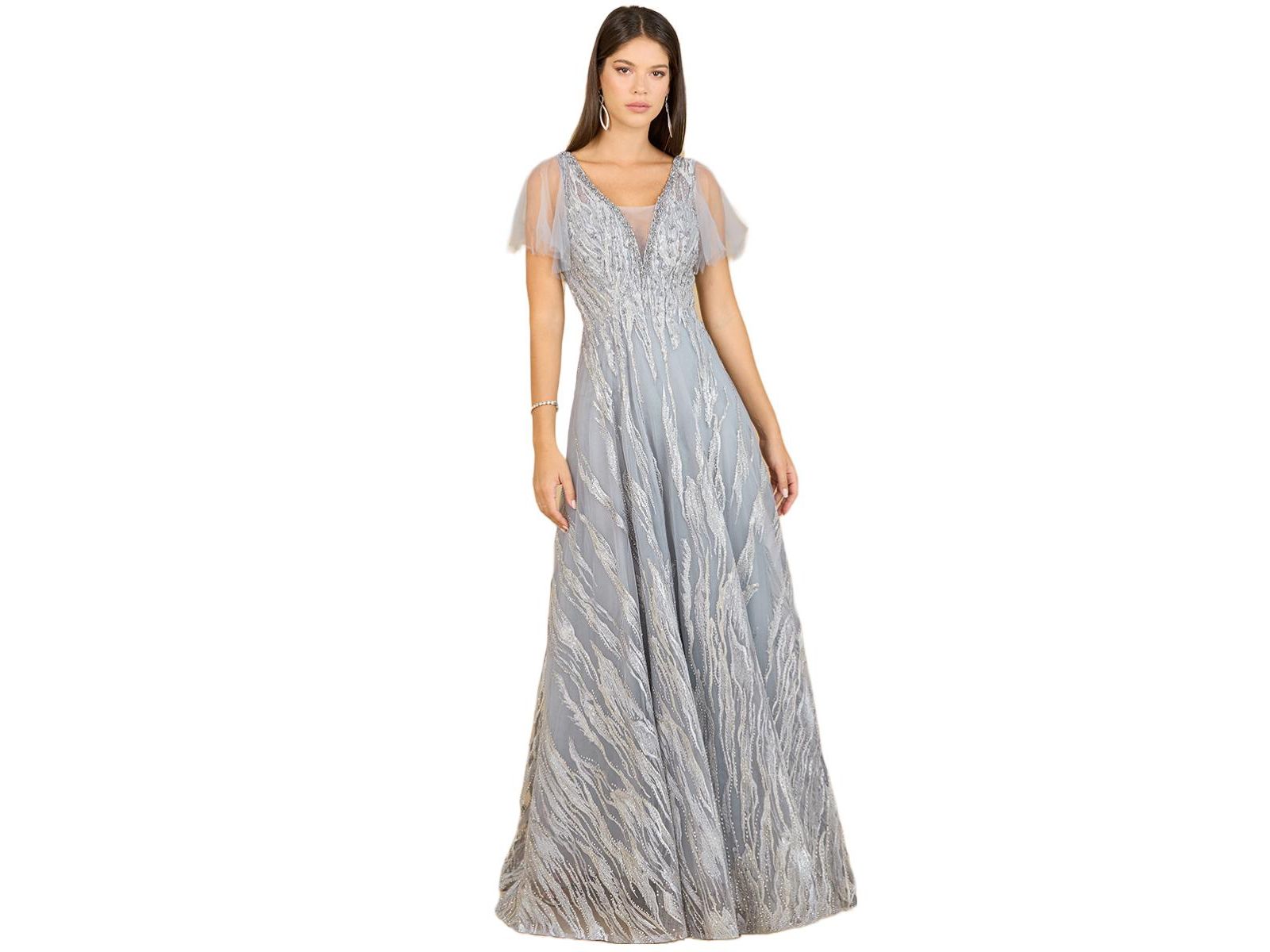 Lara Women's Cape Sleeve V-Neck Gown
