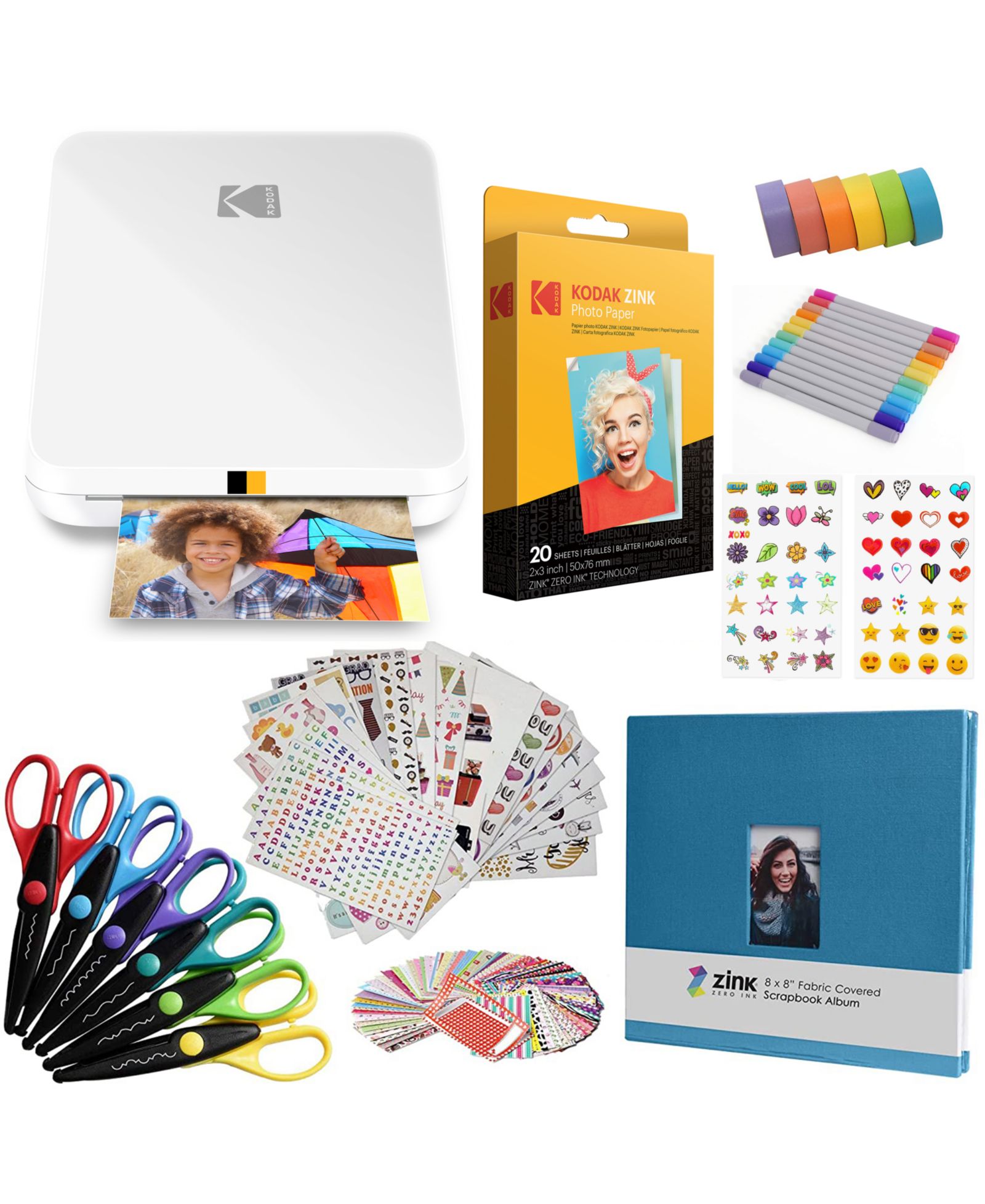 Комплект Kodak Step Slim Mobile Instant Photo Printer 2x3" Scrapbook Bundle