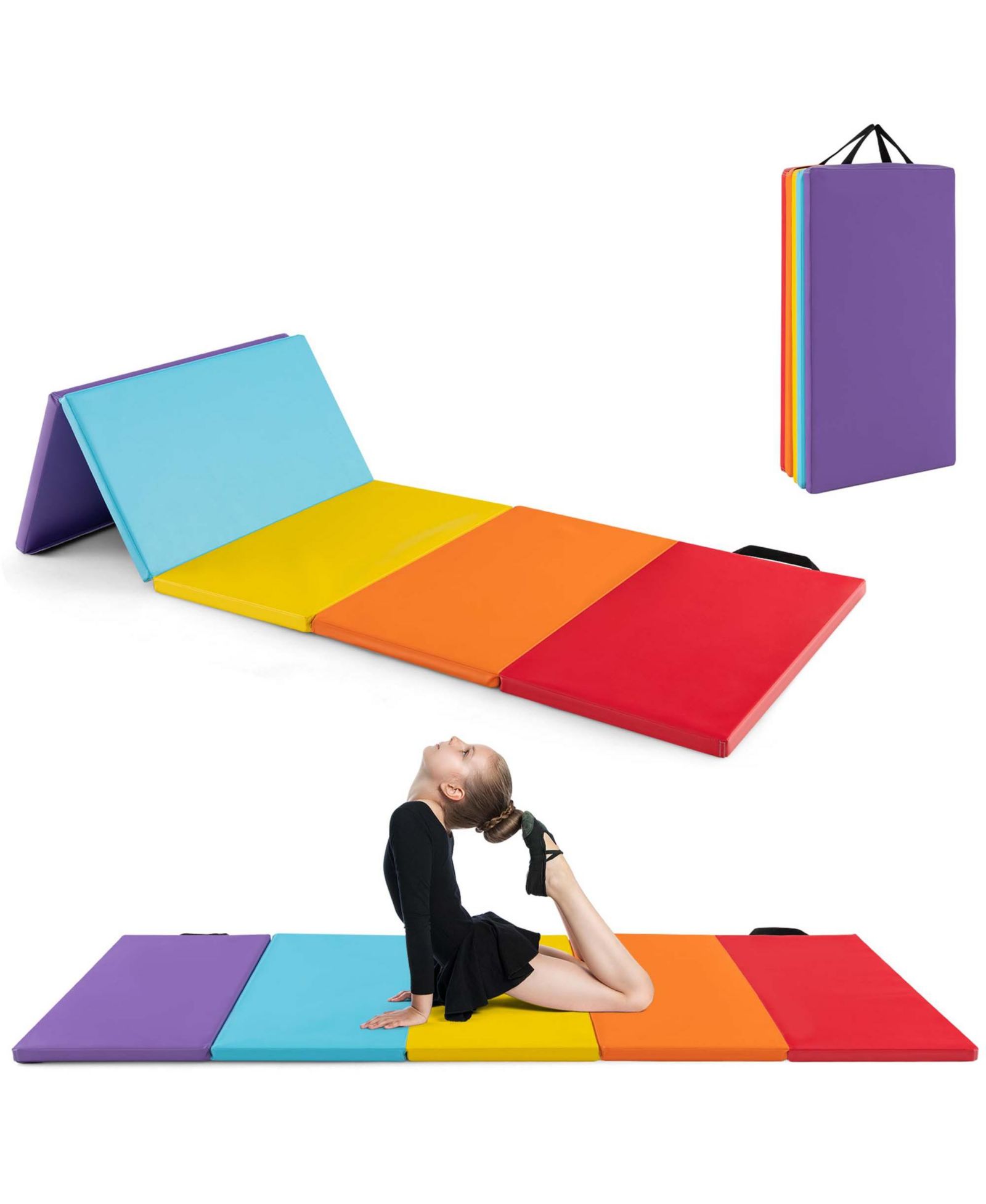 Детский гимнастический мат Costway 5-Panel Folding Thick, 6.6' x 2.5"