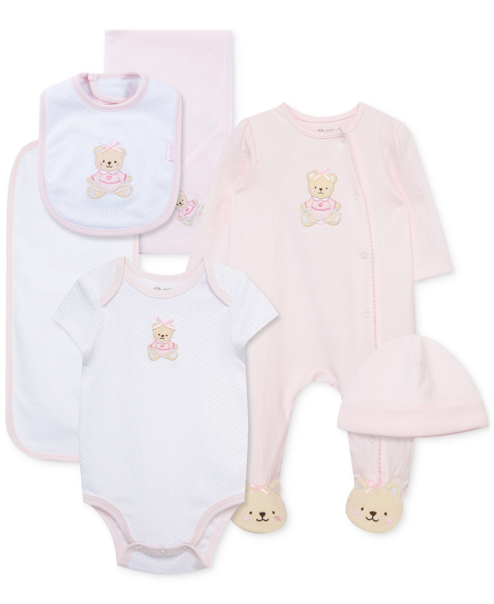 Подарочный набор для новорожденных Little Me Baby Girls Sweet Bear Cotton, 6 шт.