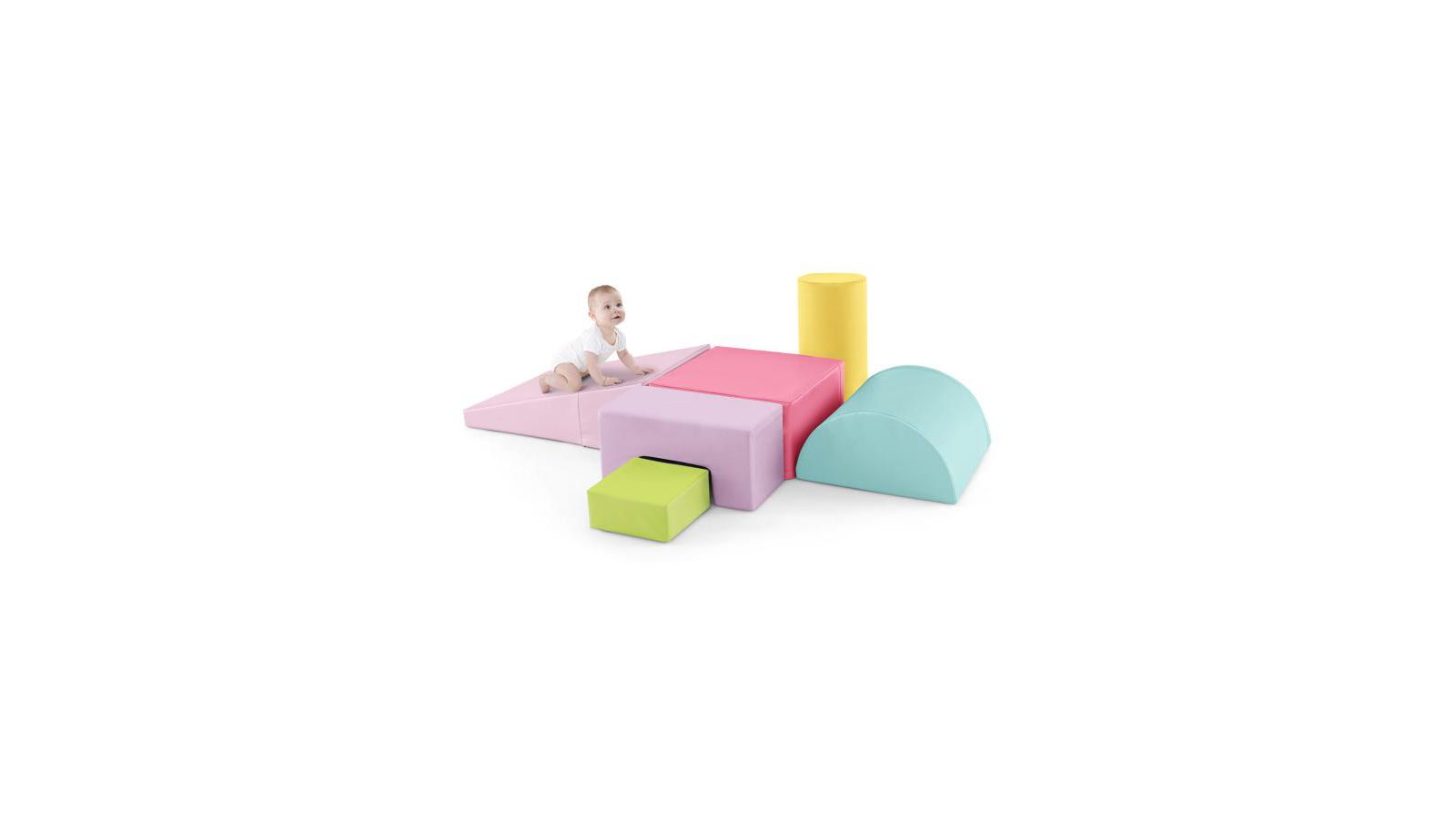 Slickblue Kids 6-Piece Indoor Foam Activity Blocks for Climbing, Crawling, and Play