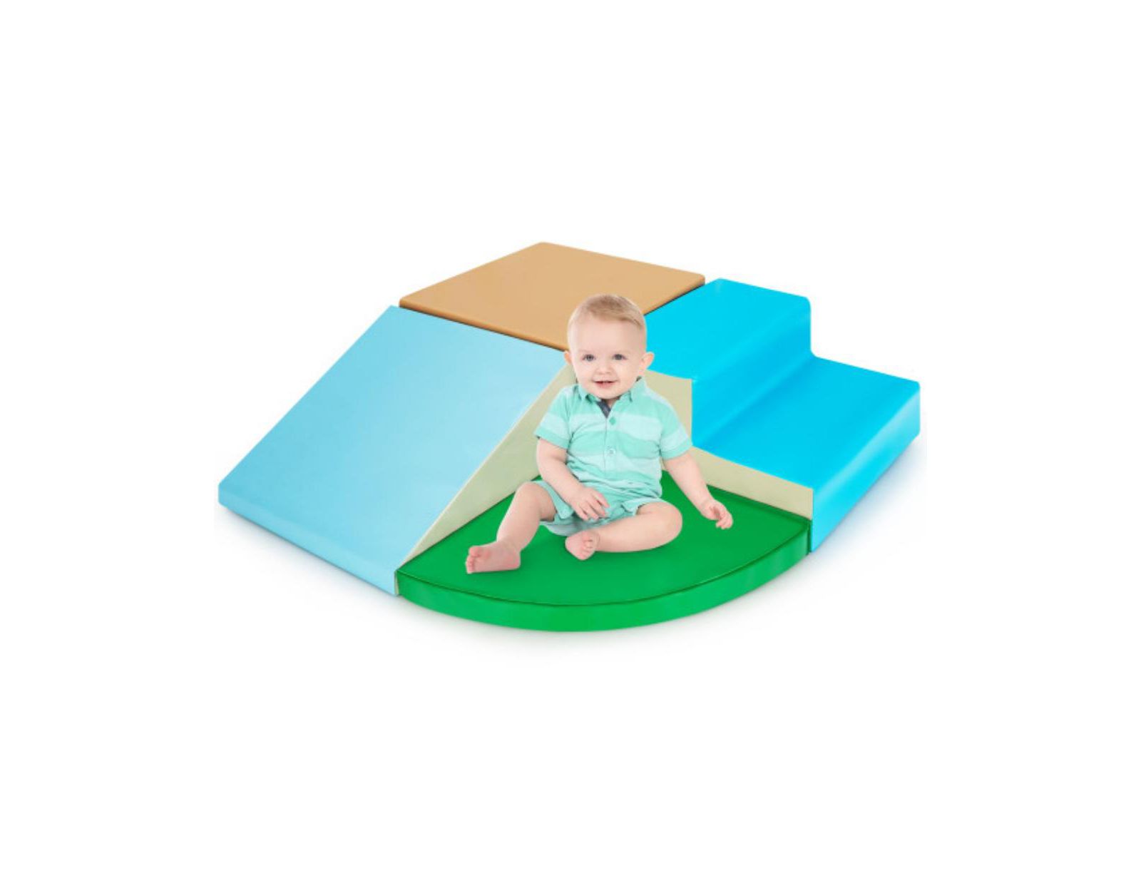 Slickblue Big Boys 4 Pieces Indoor Playtime Corner Climber Play Set-Blue
