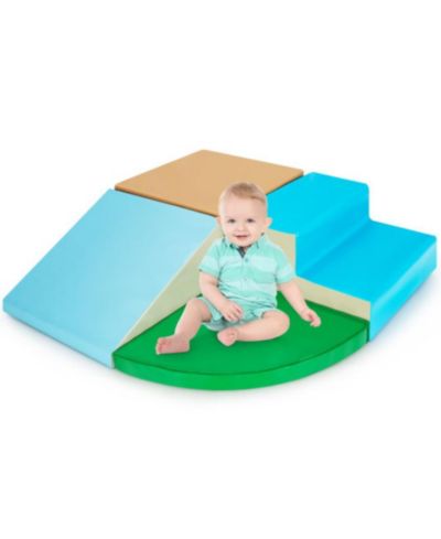 Slickblue Big Boys 4 Pieces Indoor Playtime Corner Climber Play Set-Blue