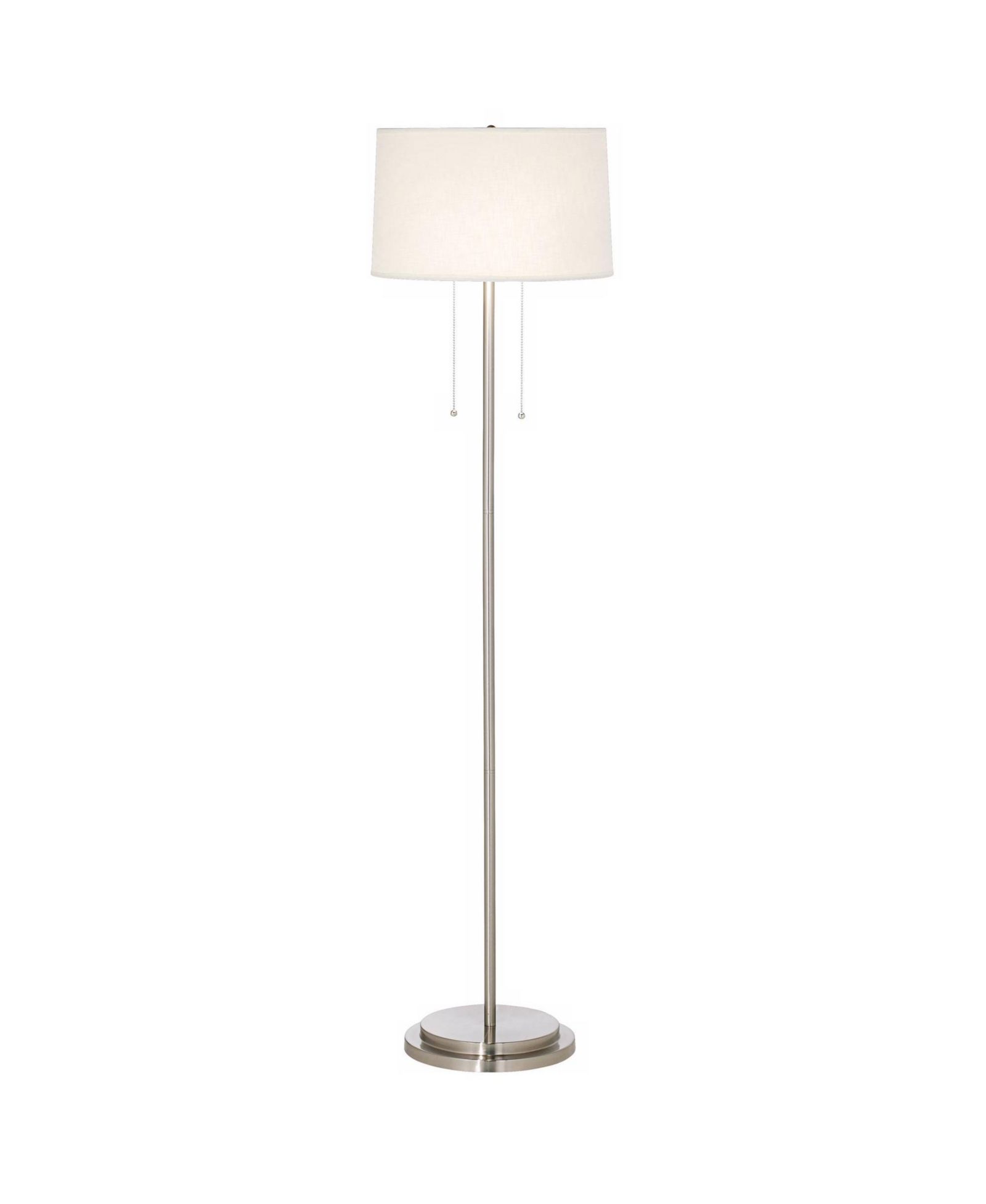 Possini Euro Design Simplicity Modern Floor Lamp 59" Tall Brushed Nickel Silver Tapered Drum Shade for Living Room Bedroom Office House Home