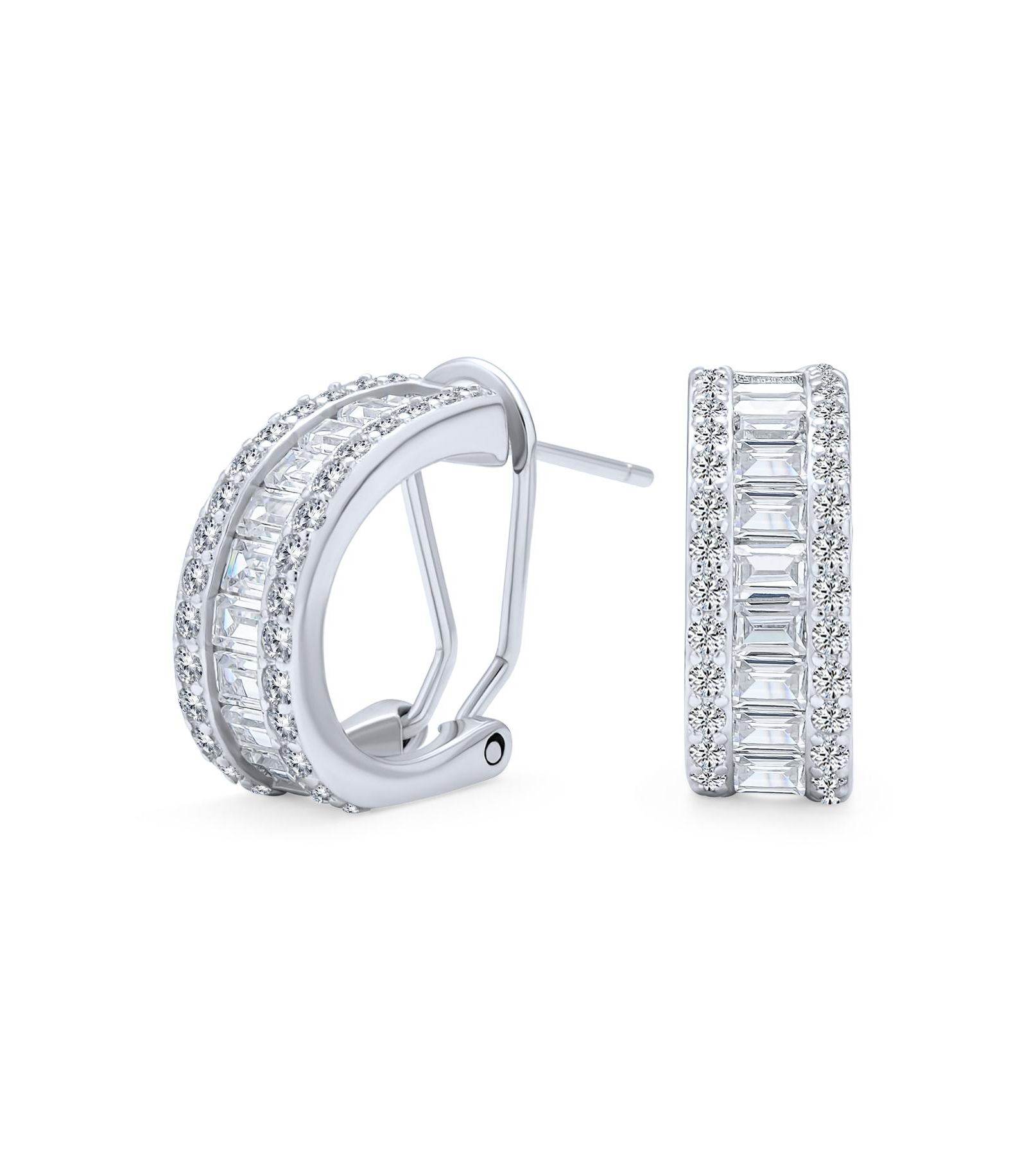 Серьги-кольца Bling Jewelry с кристаллами CZ и обратной застежкой Omega из стерлингового серебра