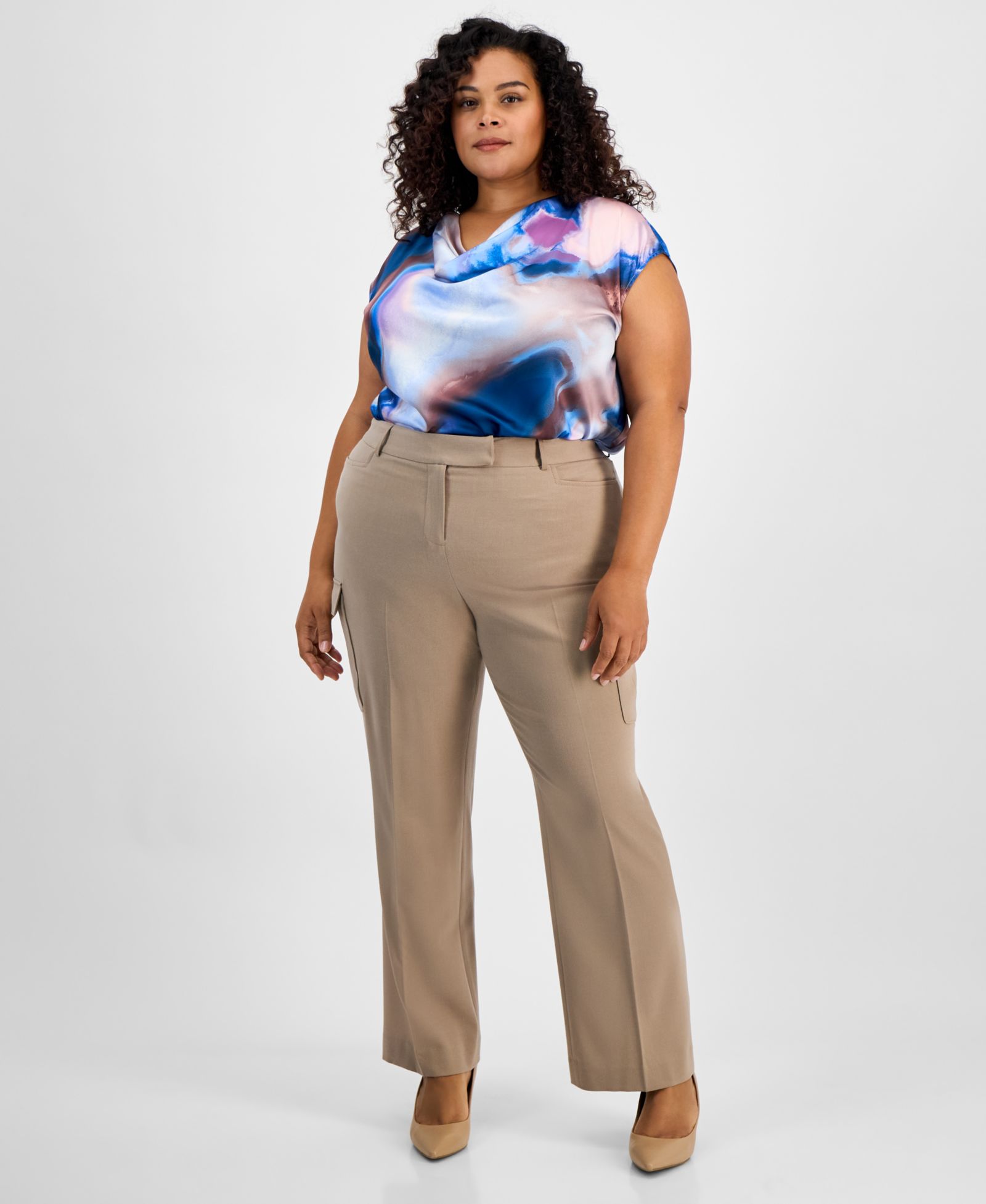 Брюки Tahari ASL Plus Size Straight-Leg Cargo