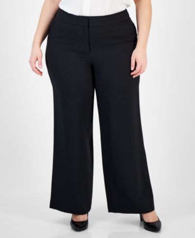 Брюки широкие с завышенной талией Plus Size Tahari ASL