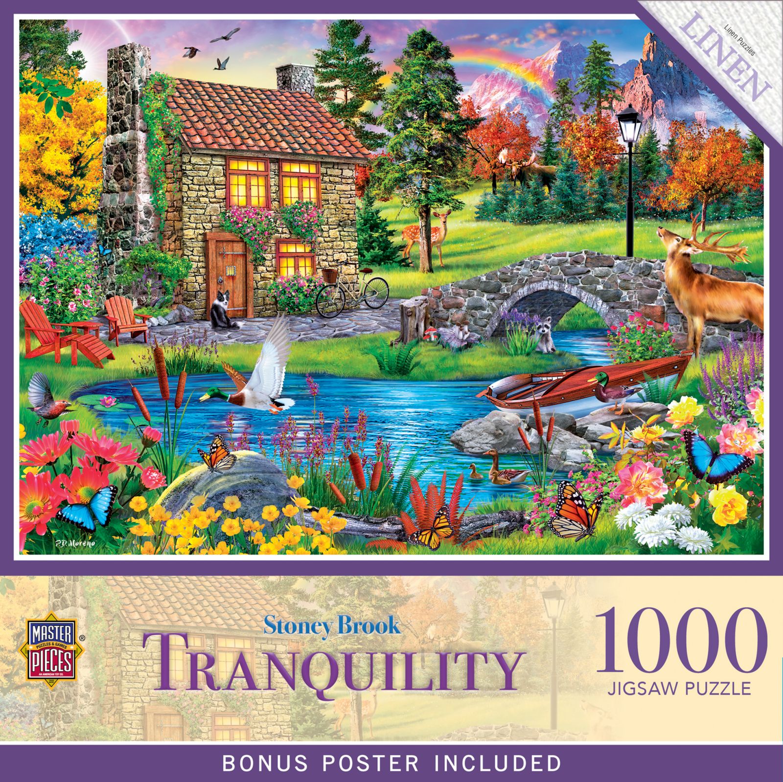 Пазл Masterpieces Puzzles Stoney Brook Cottage, льняная отделка, 1000 деталей, от 14 лет