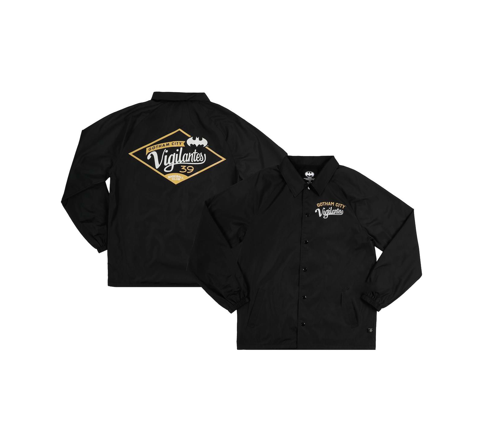 Мужская куртка Heroes & Villains Black Batman Gotham City Vigilantes Coaches на кнопках, Raglan
