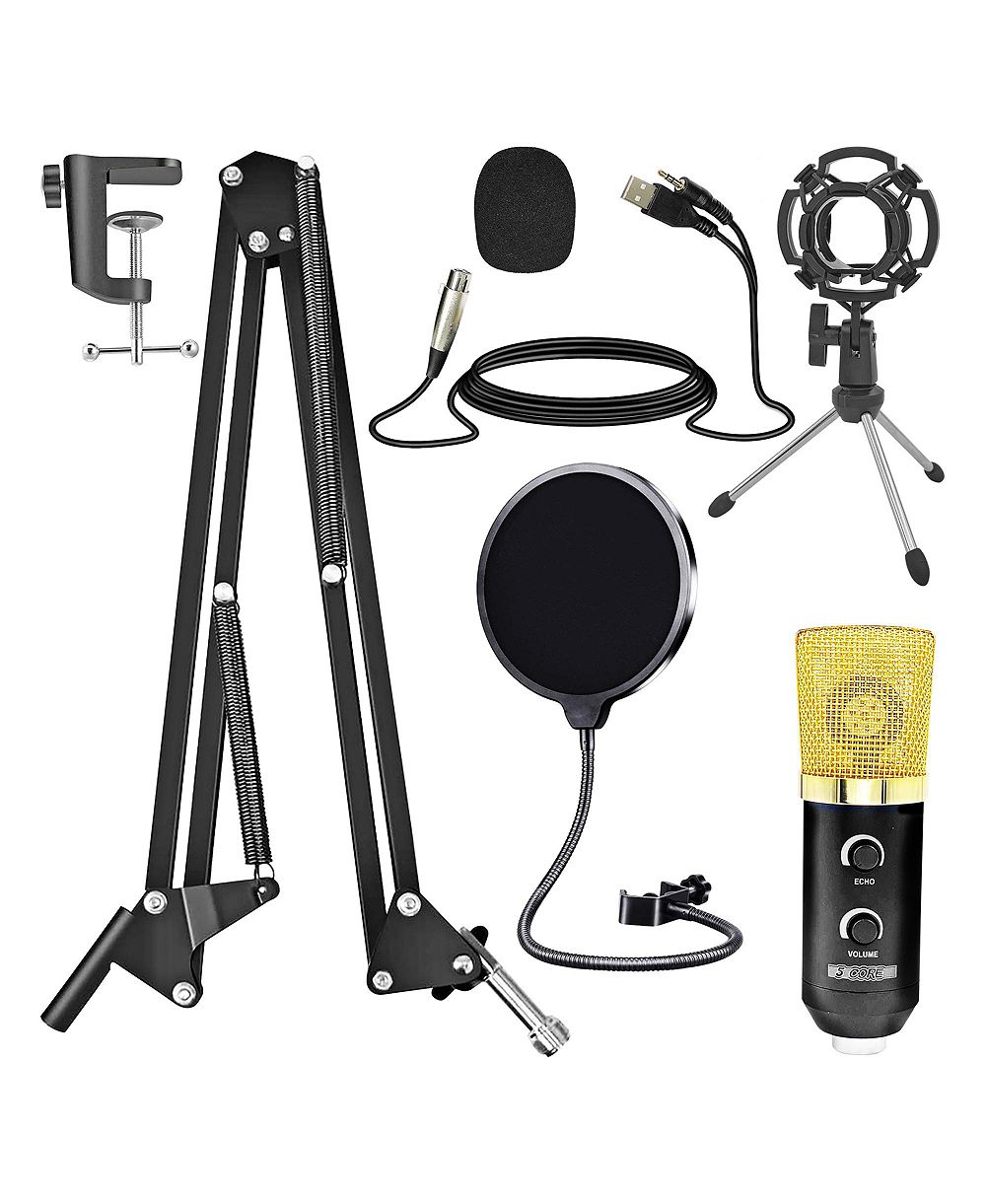 5Core Recording Microphone Podcast Bundle Professional Condenser Cardioid Mic Kit w Boom Arm - RM 7 BG