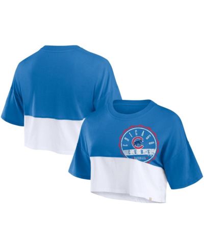Fanatics Women's Royal/ Chicago Cubs Color Split Boxy Cropped T-Shirt
