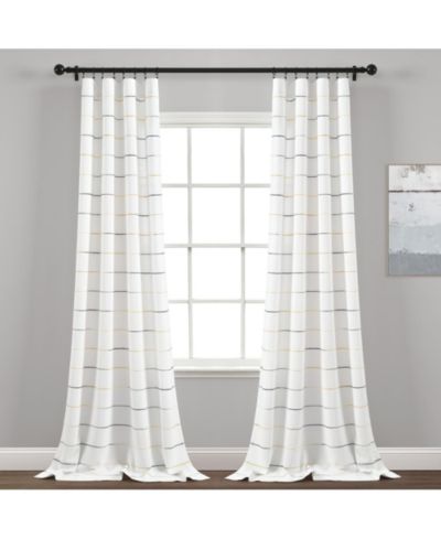 Lush Decor Ombre Stripe Yarn Dyed Cotton Window Curtain Panels- Drapes - Light Filtering Curtains for Living Room