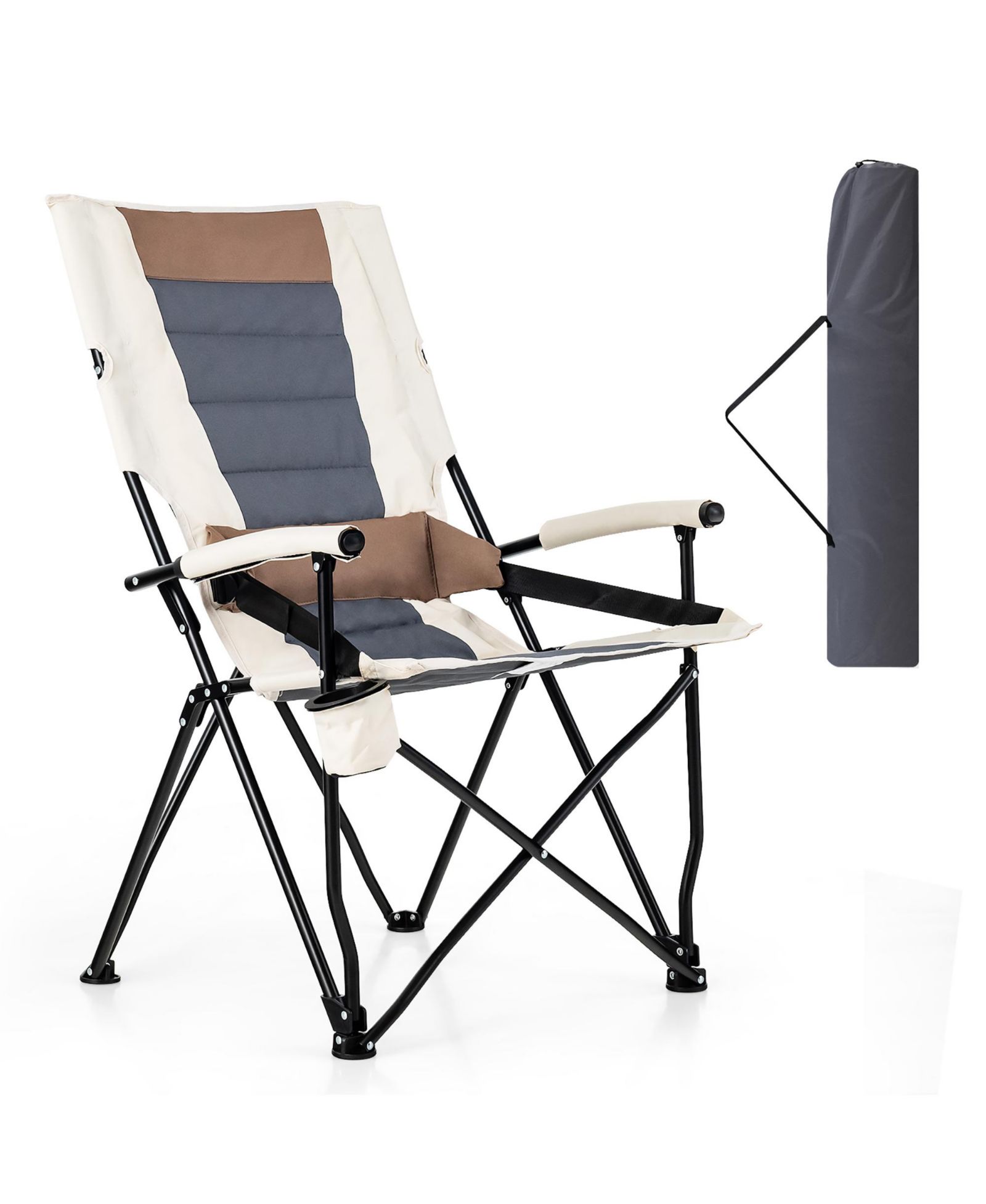 Gymax Camping Folding Chair w/ Cup Holder 330 LBS Load Capacity for Picnic Camping