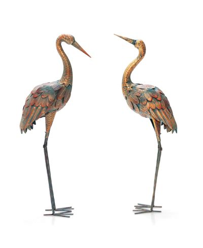 Комплект из 2 садовых статуй Slickblue Crane Garden Statues, металлические