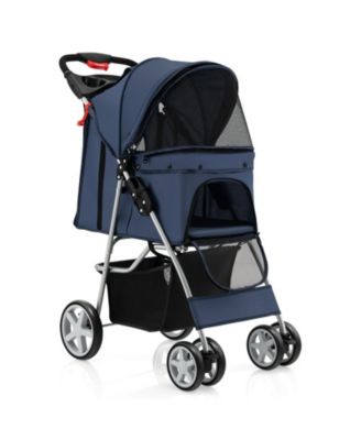 Pet Stroller Folding with Storage Basket and Adjustable Canopy – Easy to Maneuver Dog Stroller