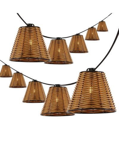 Гирлянда Jonathan Y Payton 10 ft. LED G40 с имитацией ротанга, коричневая