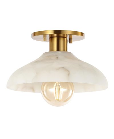 Светильник Amara 10" Mid-Century Classic Alabaster/Iron LED, полупотолочный, белый/золотистая латунь