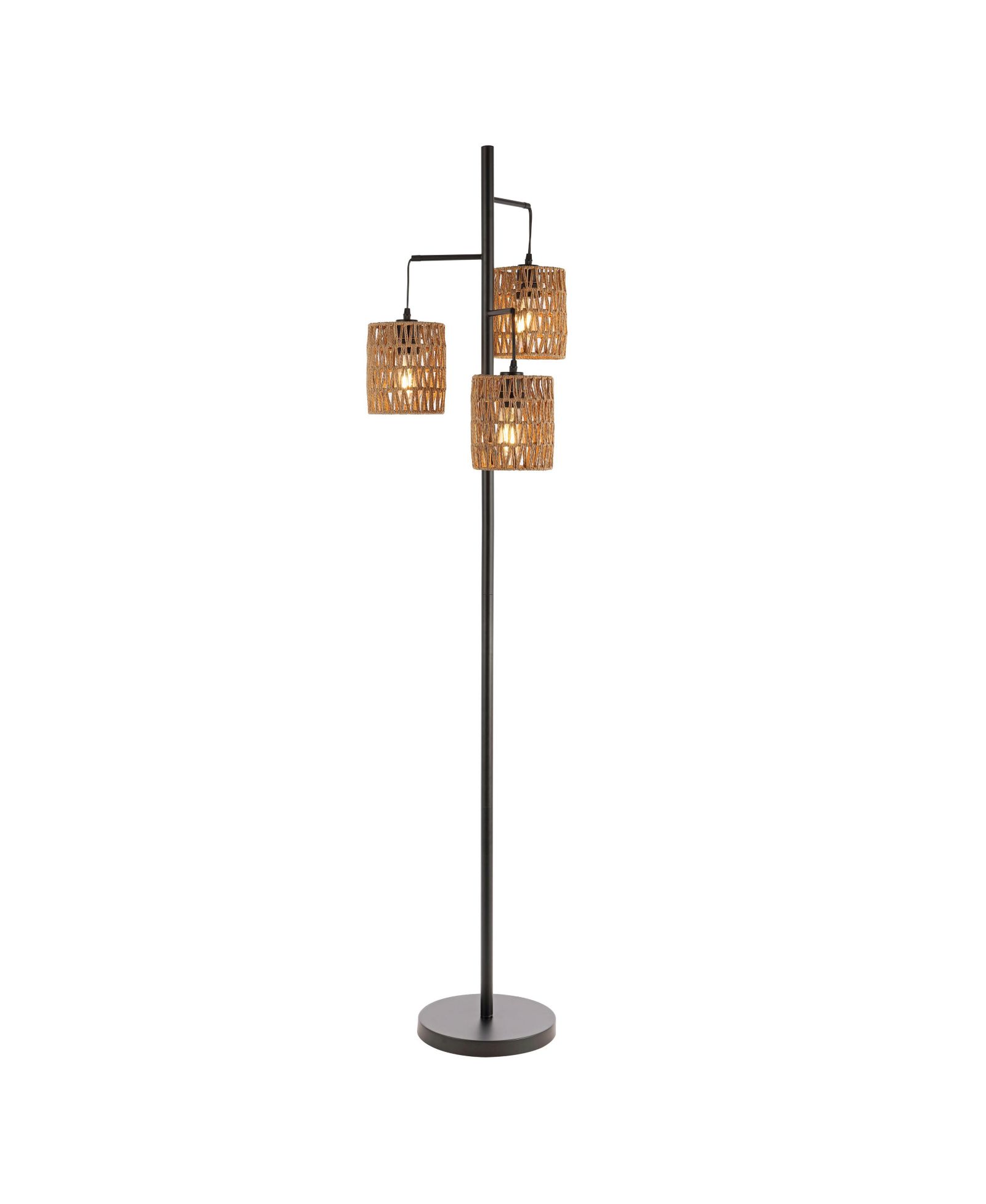 Jonathan Y Isla 70.75" 3-Light Mid-Century Bohemian Metal/Rope LED Floor Lamp