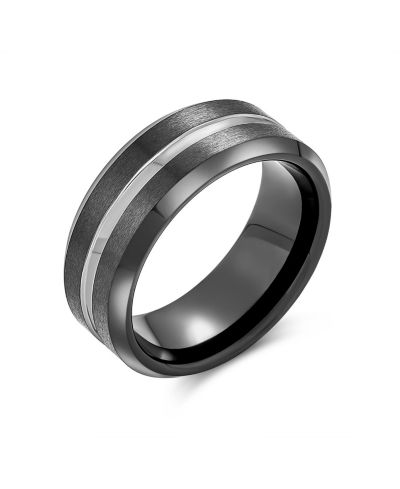 Bling Jewelry Simple Two Tone Center Couples Titanium Band Ring Comfort Fit