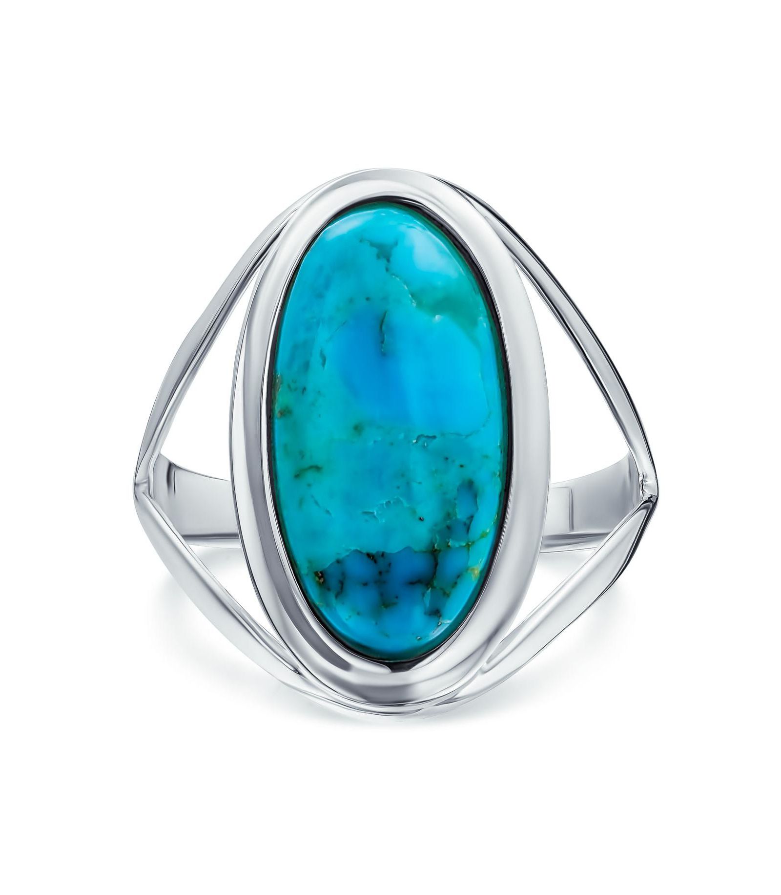 Bling Jewelry Turquoise Oval Statement Ring Sterling Silver