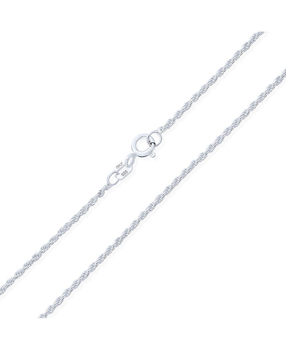 Ожерелье Bling Jewelry Thin 2MM 030 Gauge Strong.925 Sterling Silver Rope Link Chain