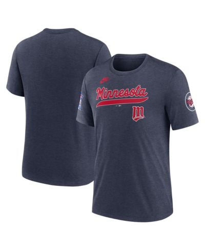 Мужская футболка Nike Heather Navy Minnesota Twins Cooperstown Collection Eras Tri-Blend