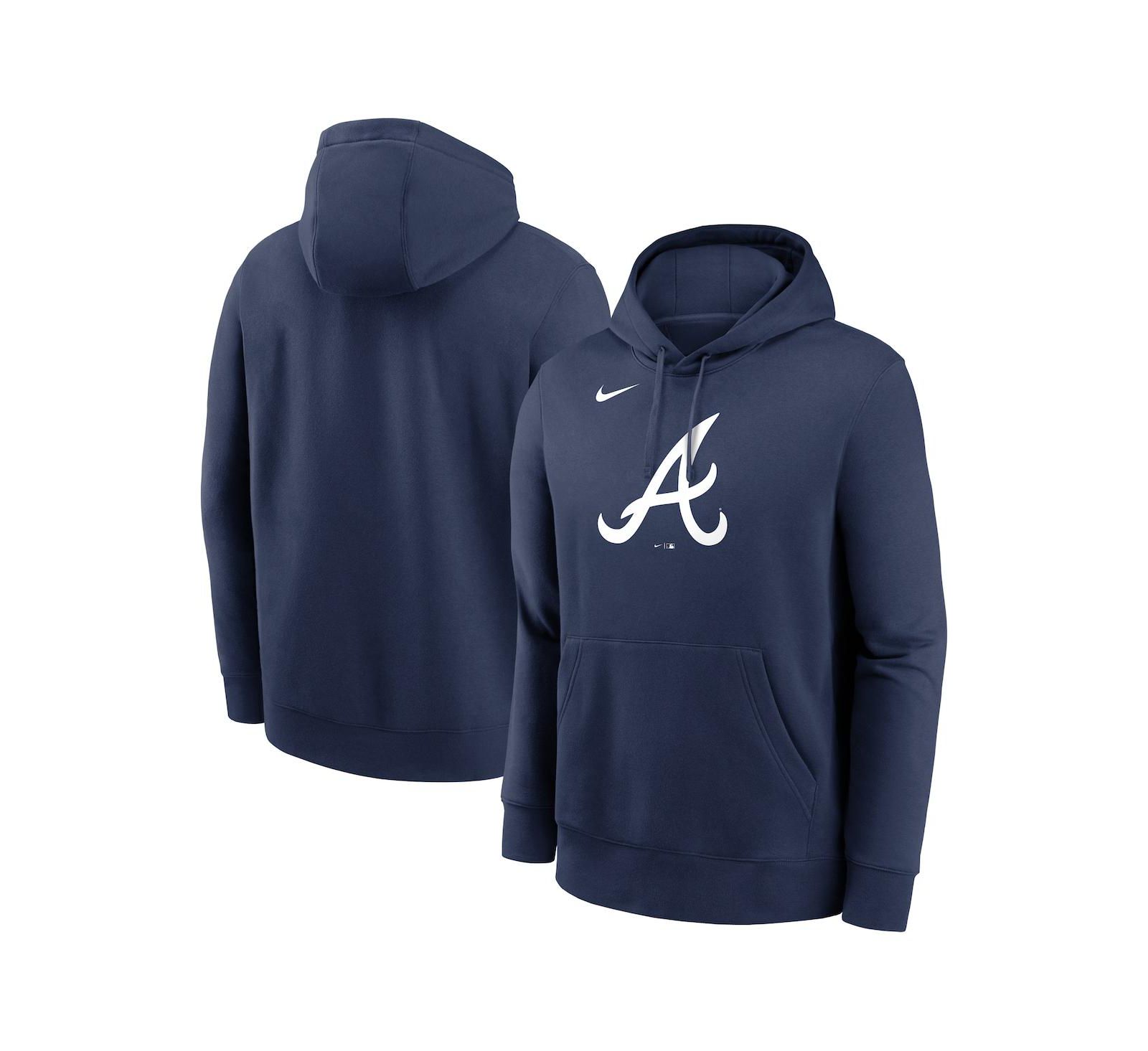 Nike Men's Navy Atlanta Braves Logo Club Fleece Pullover Hoodie