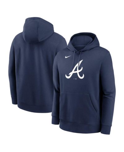 Nike Men's Navy Atlanta Braves Logo Club Fleece Pullover Hoodie