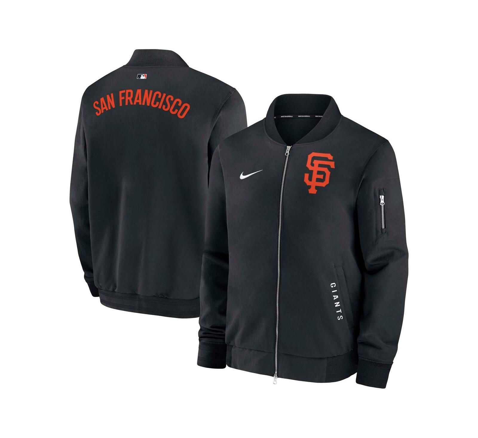 Nike Men's Black San Francisco Giants Authentic Collection Dugout Full-Zip Bomber Jacket