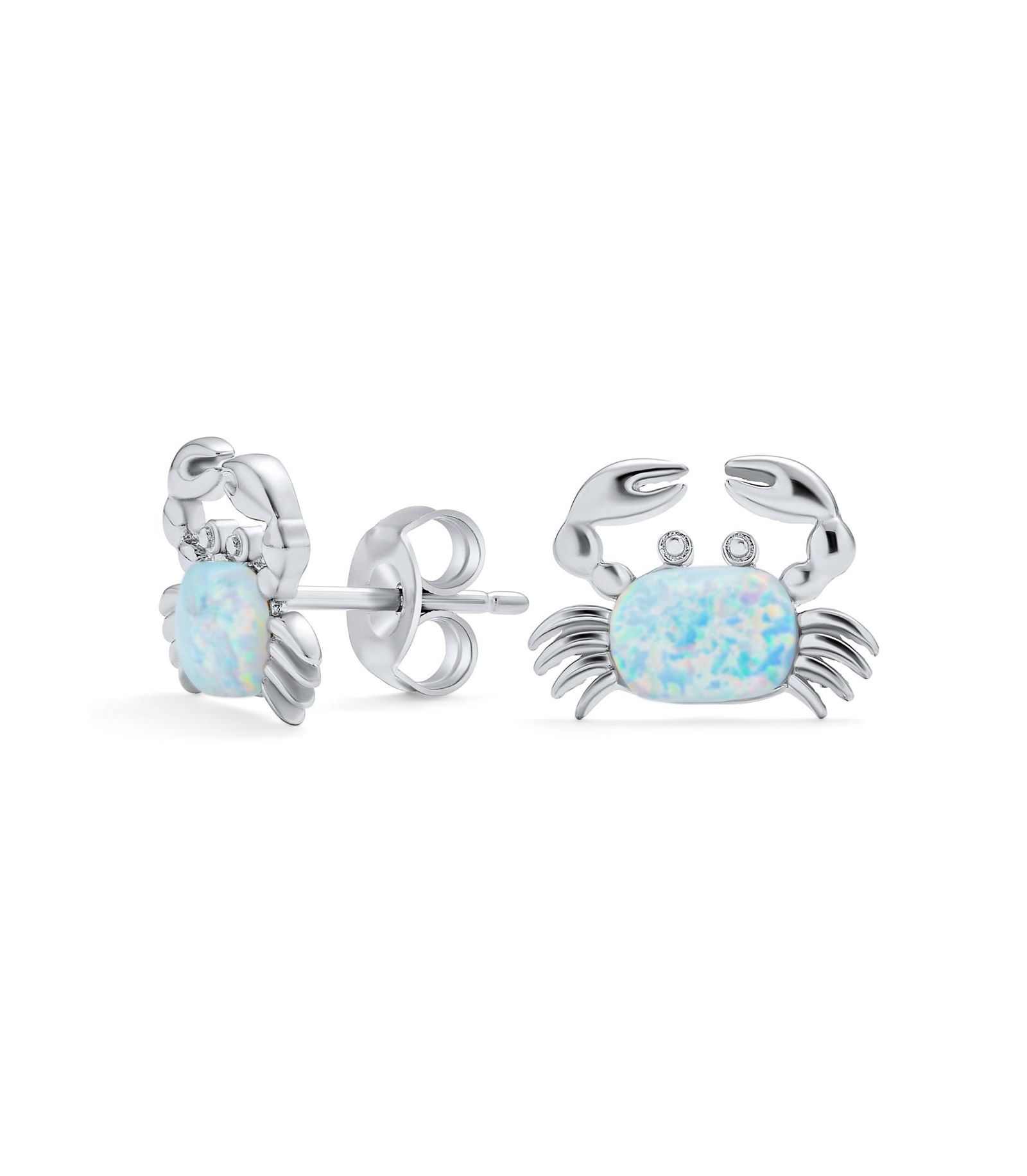Bling Jewelry серьги-гвоздики с опалом в морском стиле, .925 Sterling Silver