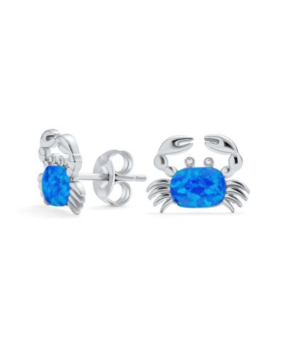 Bling Jewelry серьги-гвоздики с опалом в морском стиле, .925 Sterling Silver