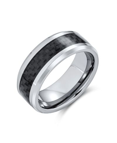 Bling Jewelry кольцо-обещание с опаловым инкрустированным титаном, черное серебро 8MM